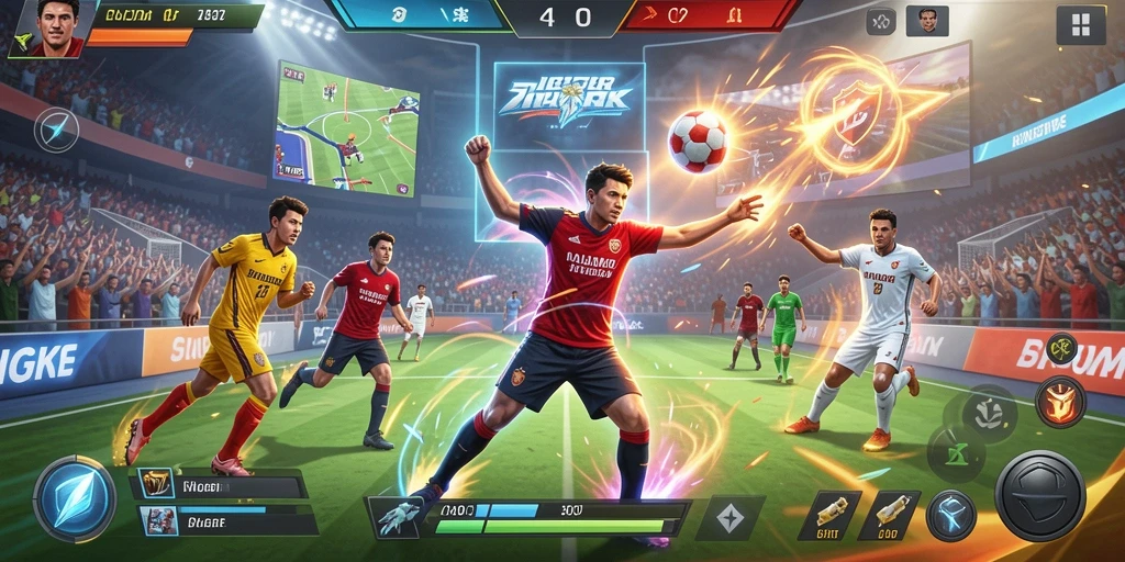 Screenshot menampilkan karakter utama dalam pertempuran epik.
